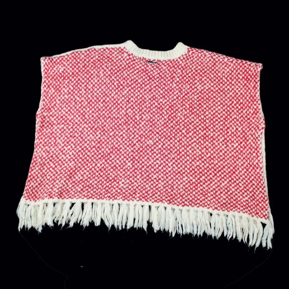 Twinset Simona Barbieri Poncho Floral Intarsia Knit Tie Sides Fringe Pullover - Picture 10 of 12
